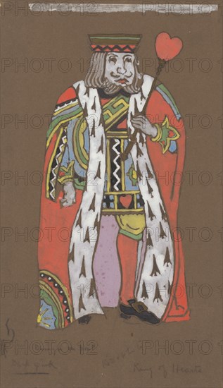 King of Hearts (costume design for Alice-in-Wonderland, 1915.