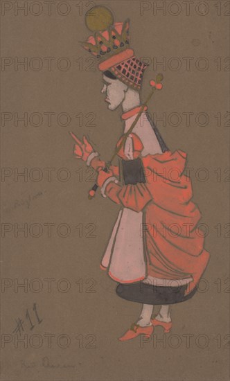 Red Queen (costume design for Alice-in-Wonderland) 1915).