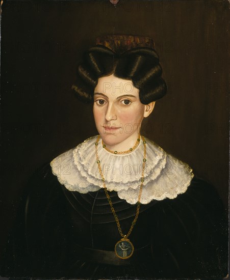 Woman in Black Dress, ca. 1835-1840. Attributed to M. W. Hopkins.