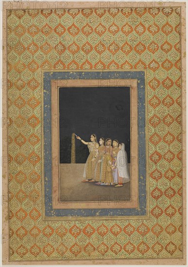 Court Ladies Playing with Fireworks, ca. 1740. Attributed to Muhammad Afzal.