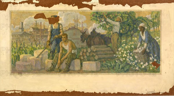 Abundance of Today (mural study, Clarksville, Tennessee Post Office), ca. 1937-1938.