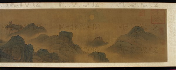 Sun and moon over land and sea, 17th-18th century. Formerly attributed to Emperor Ming of the Jin dynasty.