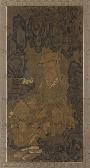 Luohan Meditating in a Grotto, (1345?). Formerly attributed to Guanxiu.