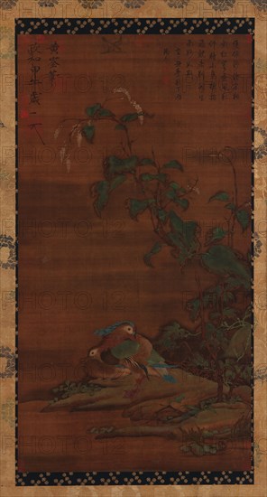 Mandarin ducks under smartweed, 15th-18th century. Formerly attributed to Huang Quan.