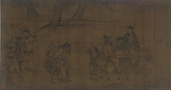 A Group of traveling workmen, 1368-1644. Formerly attributed to Li Di.