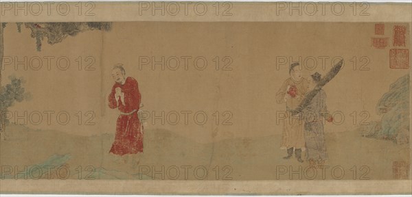 Emperor Shi Le Reverencing a Buddhist Monk, 1368-1644. Formerly attributed to Qian Xuan.