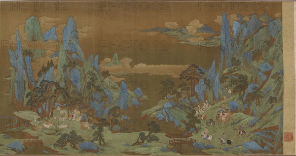 Travelers in the Springtime Mountains, 16th-17th century. Formerly attributed to Qiu Ying.