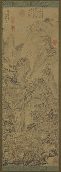Mountain gorge: houses and a stream in the valley, 14th-15th century. Formerly attributed to Xu Ben.