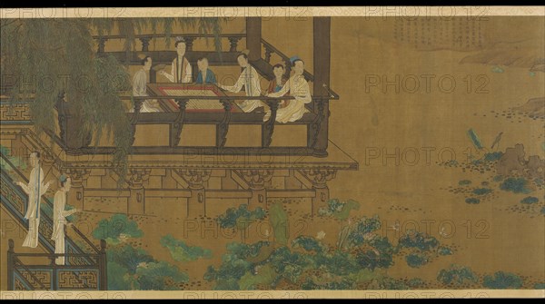 Palace Ladies by a Lotus Pond, 18th century. Formerly attributed to Zhou Wenju.