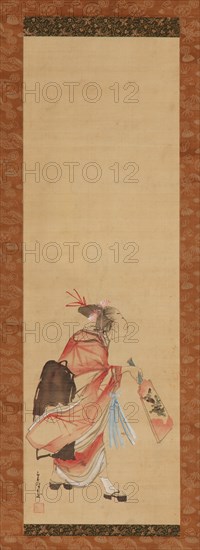 Girl playing battledore and shuttlecock, 1615-1868.