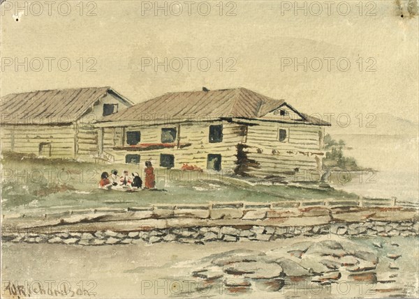 Buildings Going to Ruin, Alaska, 1884.