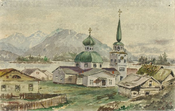 Rear View of Greek Church, Sitka, 1888.