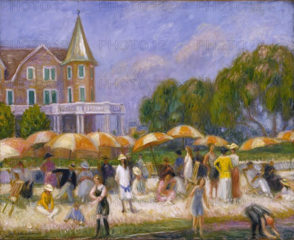 Beach Umbrellas at Blue Point, ca. 1915.