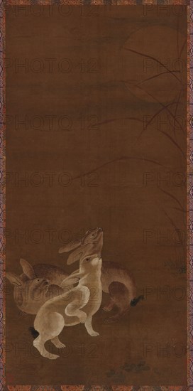 Three hares looking at the moon, 1368-1644.