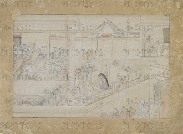 Wedding Preparations: folio from a Nala-Damayanti series, 1775-1800.