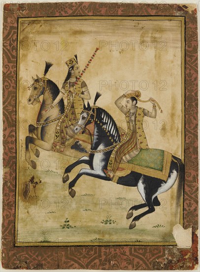 A Prince and princess on horseback, 18th century.