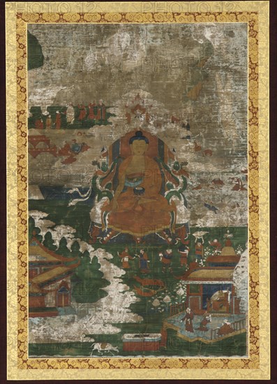 Sakyamuni enthroned; and biographical scenes, 18th century.