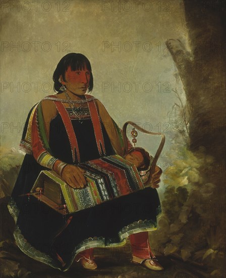 Jú-ah-kís-gaw, Woman With Her Child in a Cradle, 1835.