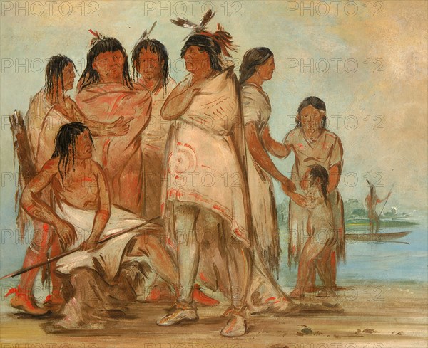 Du-cór-re-a, Chief of the Tribe, and His Family, (1830?)