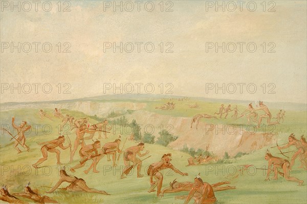 Mandan Attacking a Party of Arikara, 1832-1833.