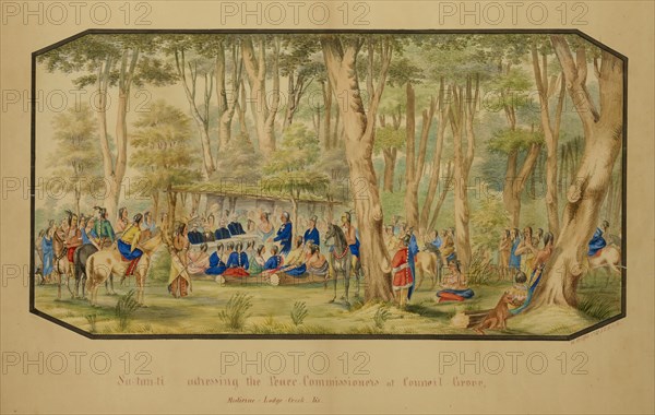 Sa-tan-ti Addressing the Peace Commissioners at Council Grove, Medicine Lodge Creek, 1867.