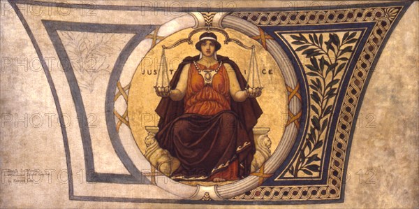 Study for Mosaic, Wisconsin State Capital, "Justice", ca. 1913.