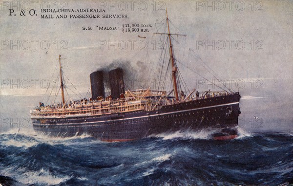 P. & O. India-China-Australia Mail and Passenger Services, S.S. Maloja, 1932. Creator: Unknown.