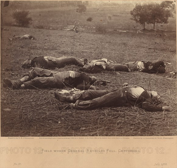 Field Where General Reynolds Fell, Gettysburg, July 5, 1863, July 5, 1863.