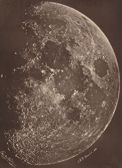Photographie de la lune a son 1er Quartier, March 6, 1865.