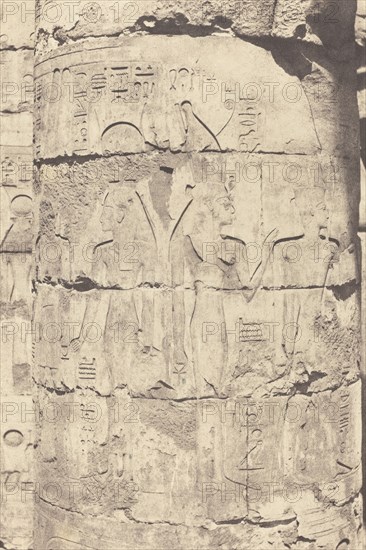 Karnak (Thèbes), Palais--Salle hypostyle--Colonnade Centrale--Décoration d'un Fut, 1853.