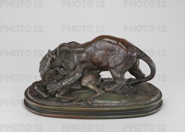 Tiger Attacking a Stag, model c. 1835, cast by 1873.
