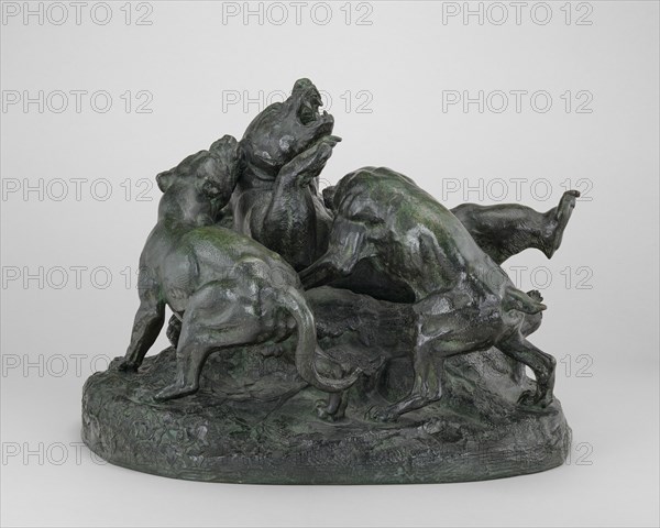 Bear Overthrown by Hounds, model c. 1834/1838, cast by 1873.