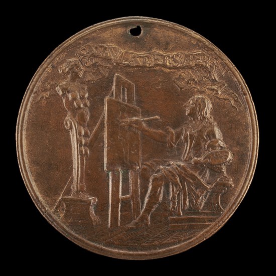 The Artist at his Easel Painting from an Antique Sculpture [reverse], c. 1670. Attributed to Charles-Jean-François Chéron.