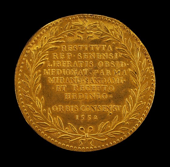 Inscription in a Laurel Wreath [reverse], 1552.