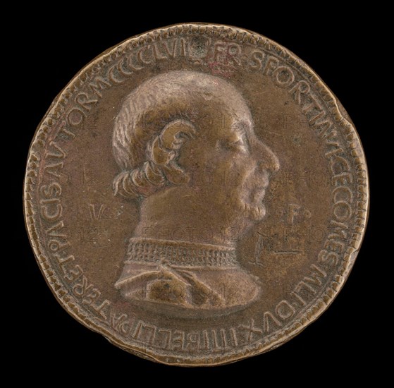 Francesco I Sforza, 1401-1466, 4th Duke of Milan 1450 [obverse], 1456.