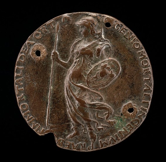 Minerva Holding a Spear and Shield [reverse], probably 1485/1490.