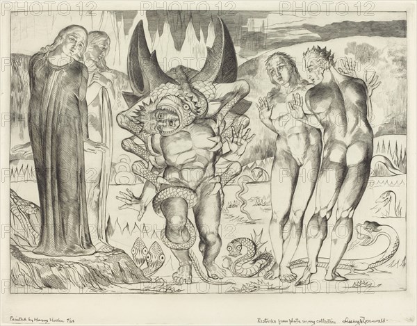 The Circle of the Thieves; Agnolo Brunelleschi Attacked by a Six-Footed Serpent, 1827.