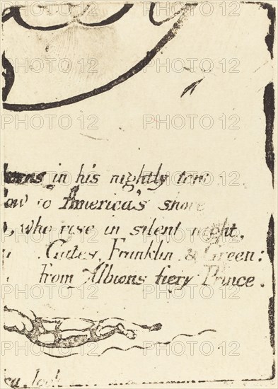 Restrike from fragment of cancelled plate for "A Prophecy", 1793.