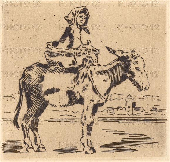 Cacoletière à la Tour (Woman Riding an Ass near a Tower).