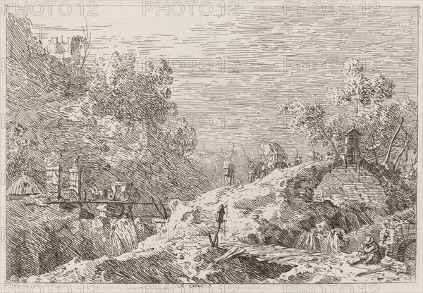 Mountain Landscape with Five Bridges [lower right], c. 1735/1746.