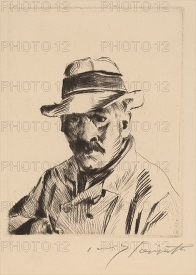 Selbstbildnis im Strohhut, als Brustbild (Self-Portrait in a Straw Hat, Bust Length), 1913.