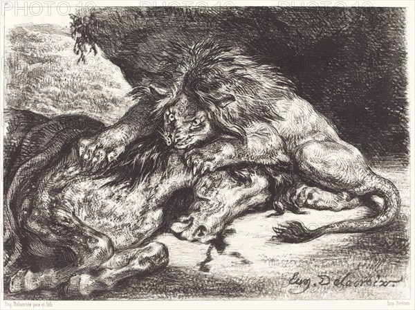 Lion Devorant un Cheval (Lion Devouring a Horse), 1844.