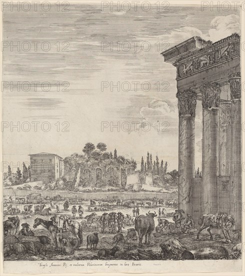 Temple of Antoninus and the Campo Vaccino, 1656.