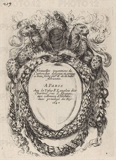 Title Page for "Nouvelles inventions de Cartouches", 1647.