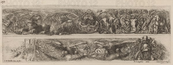 Two Ornamental Bands with Chained Leopards and Eagles, probably 1648.