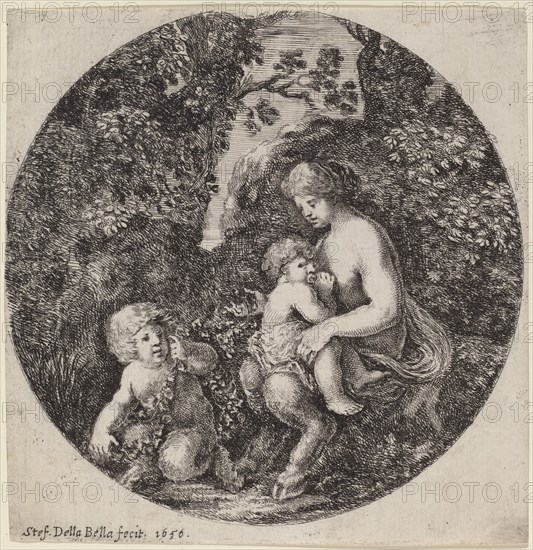Female Satyr Nursing a Child in a Wooded Landscape, 1656.