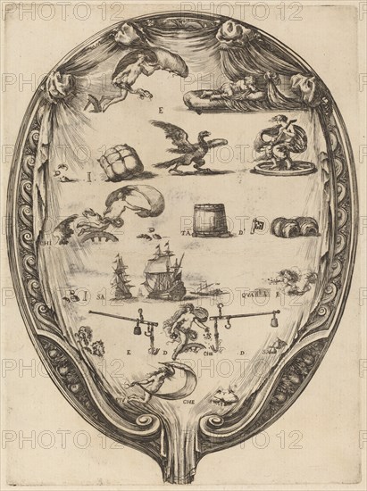 Screen Depicting the Italian Rebus of Fortune.