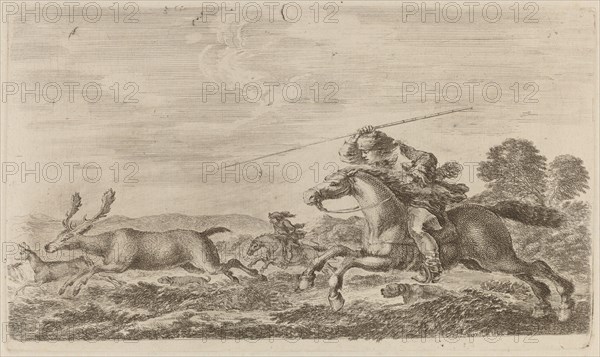 Deer Chased by Two Cavaliers.