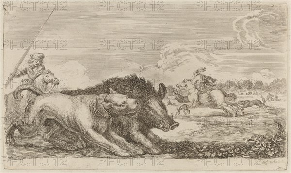 Boar Chased by a Dog.