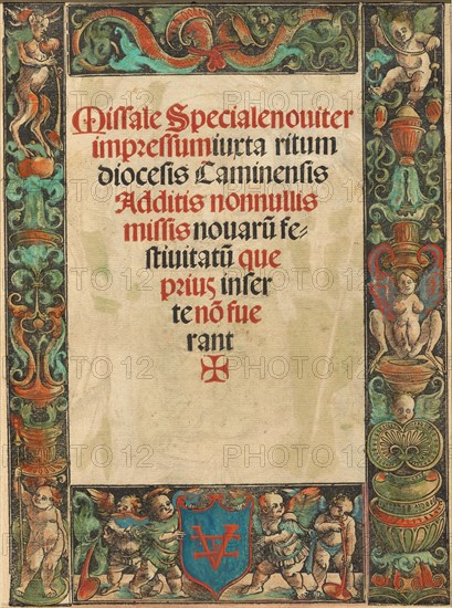 Title Page for a Missal, with Satyr and Putti Border [verso], c. 1511.